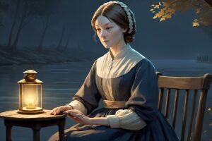AlbedoBase_XL_Florence_Nightingale_sits_alone_on_a_wooden_chai_0